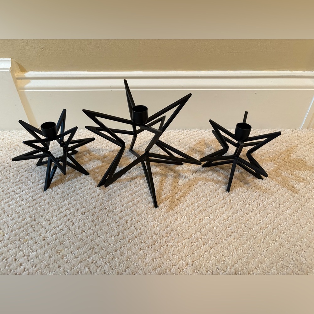 Hearth and Home Magnolia Home Moravian Star Christmas Candles, set of 3, Black